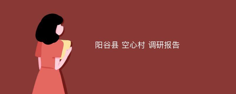 阳谷县 空心村 调研报告